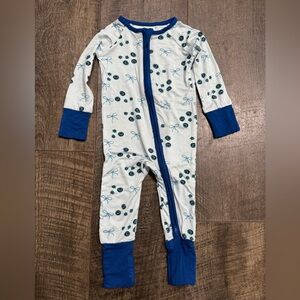 Bamboo Pajamas Sleeper Blueberry Bow Print 0-3m
